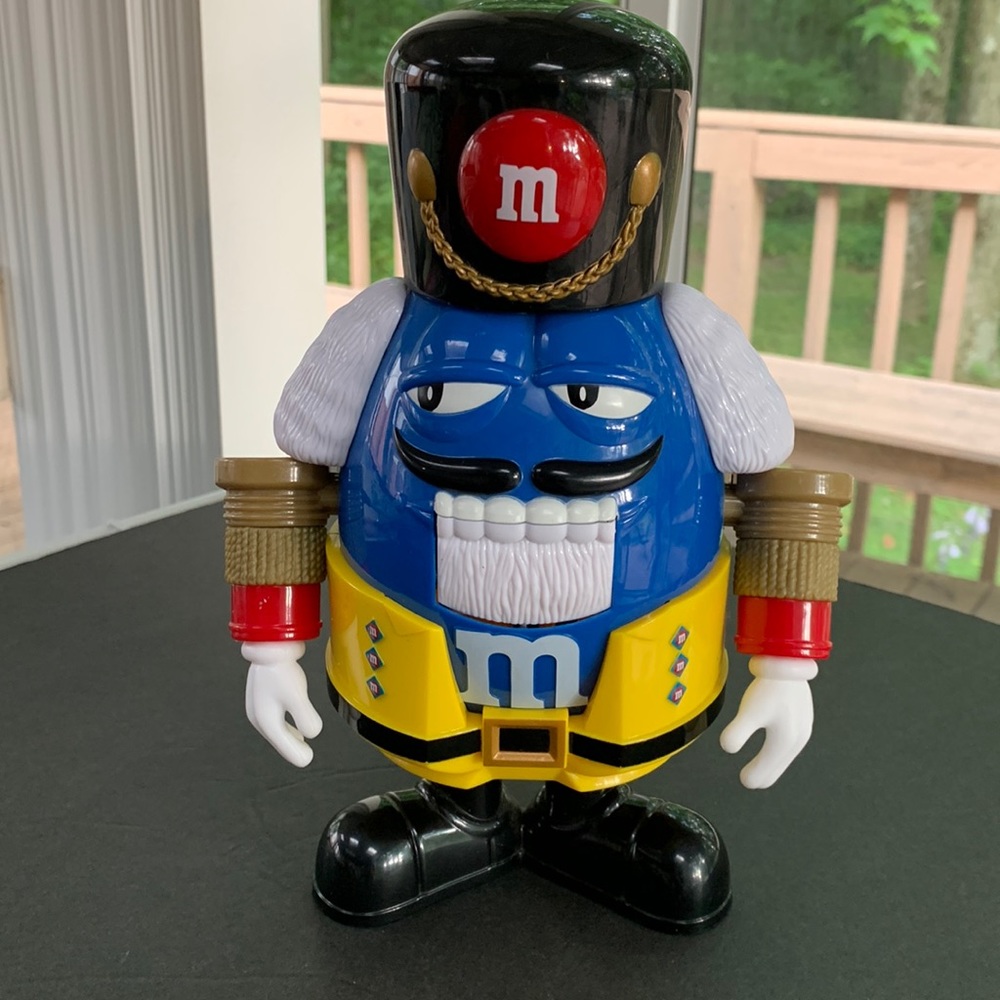 M&M Holiday Nutcracker treat dispenser. Blue M&M